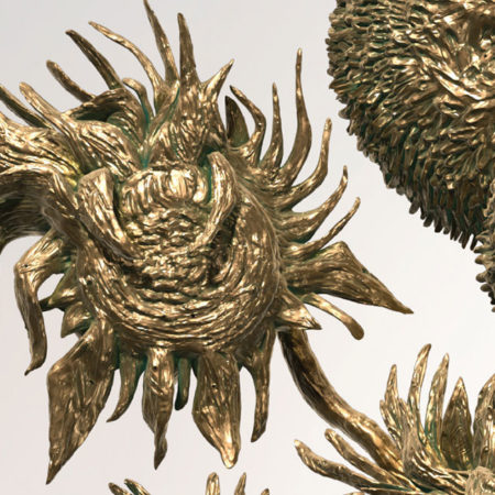 Rob and Nick Carter’s Sunflowers (2013), a three-dimensional rendering of Vincent Van Gogh’s Sunflowers (1888) produced in collaboration with MPC using 3D printing.
