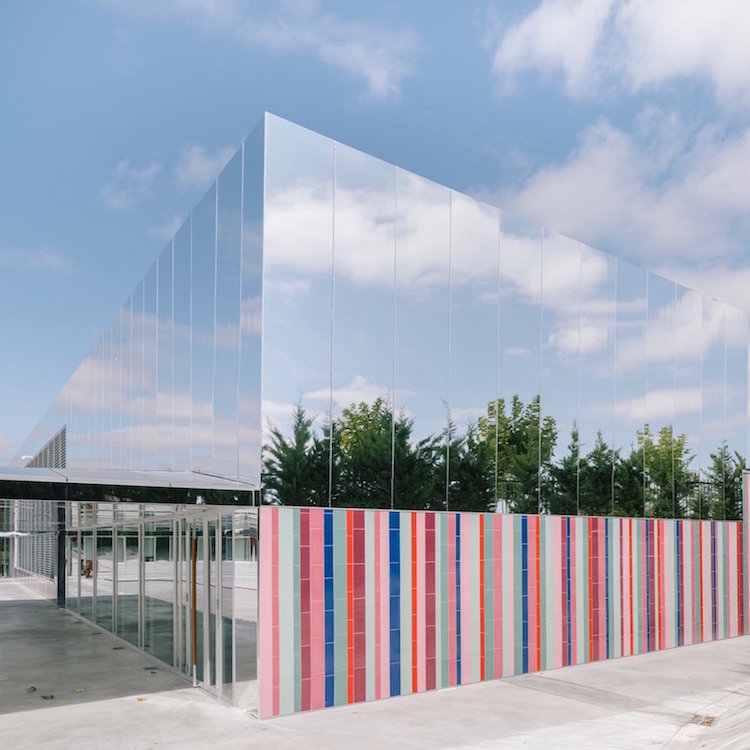 Architecture | Mirrored Facade’s Invisible Story Illusion + Cheerful Ceramic Tiles