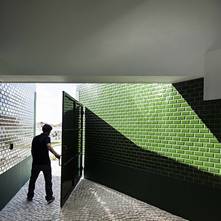 Architecture | Green Ceramic Tile + Abstract Shape Camouflage Loo
